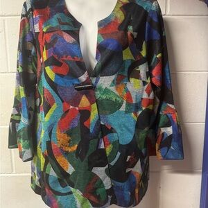 Ali Miles Graphic Boxy Blazer in Blue and Red